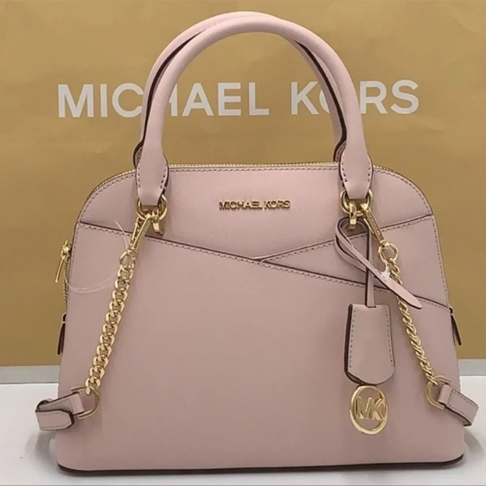 Michael Kors Jet Set Travel Medium Leather Dome Satchel Powder Blush Multi